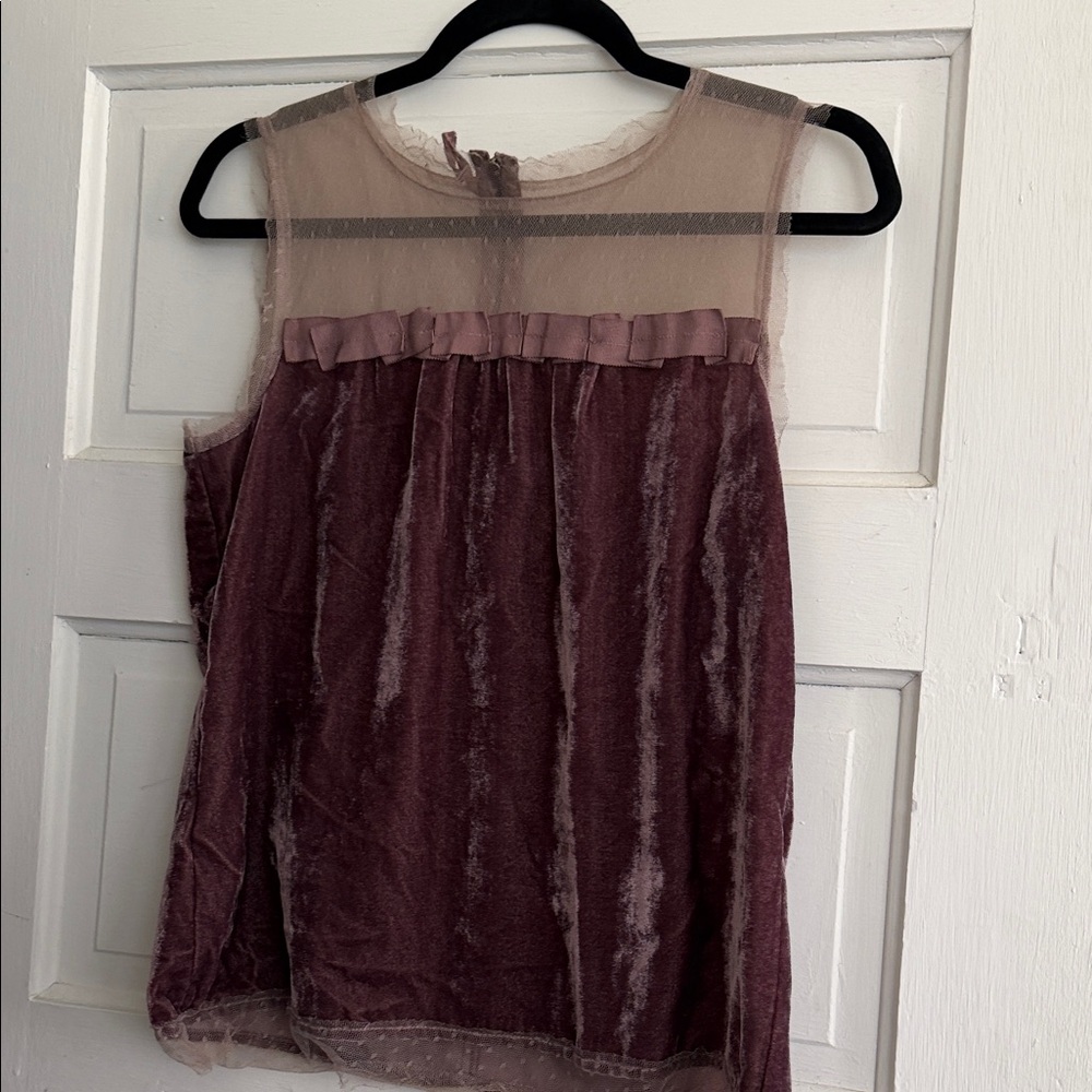 Anne Taylor Loft mesh and velvet top